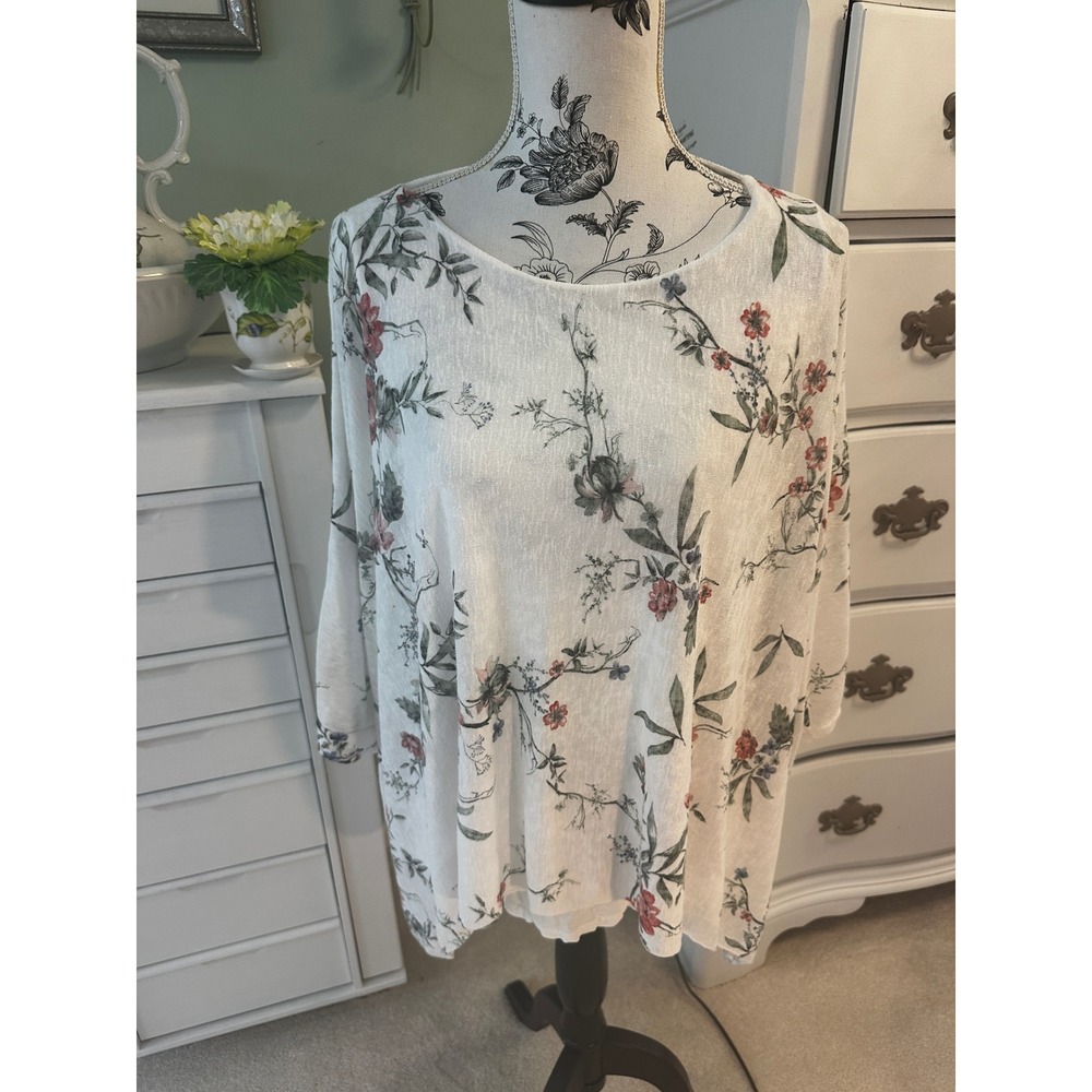 Elena Baldi Made in Italy Floral Knit Tunic Top cottagecore romantic size L
